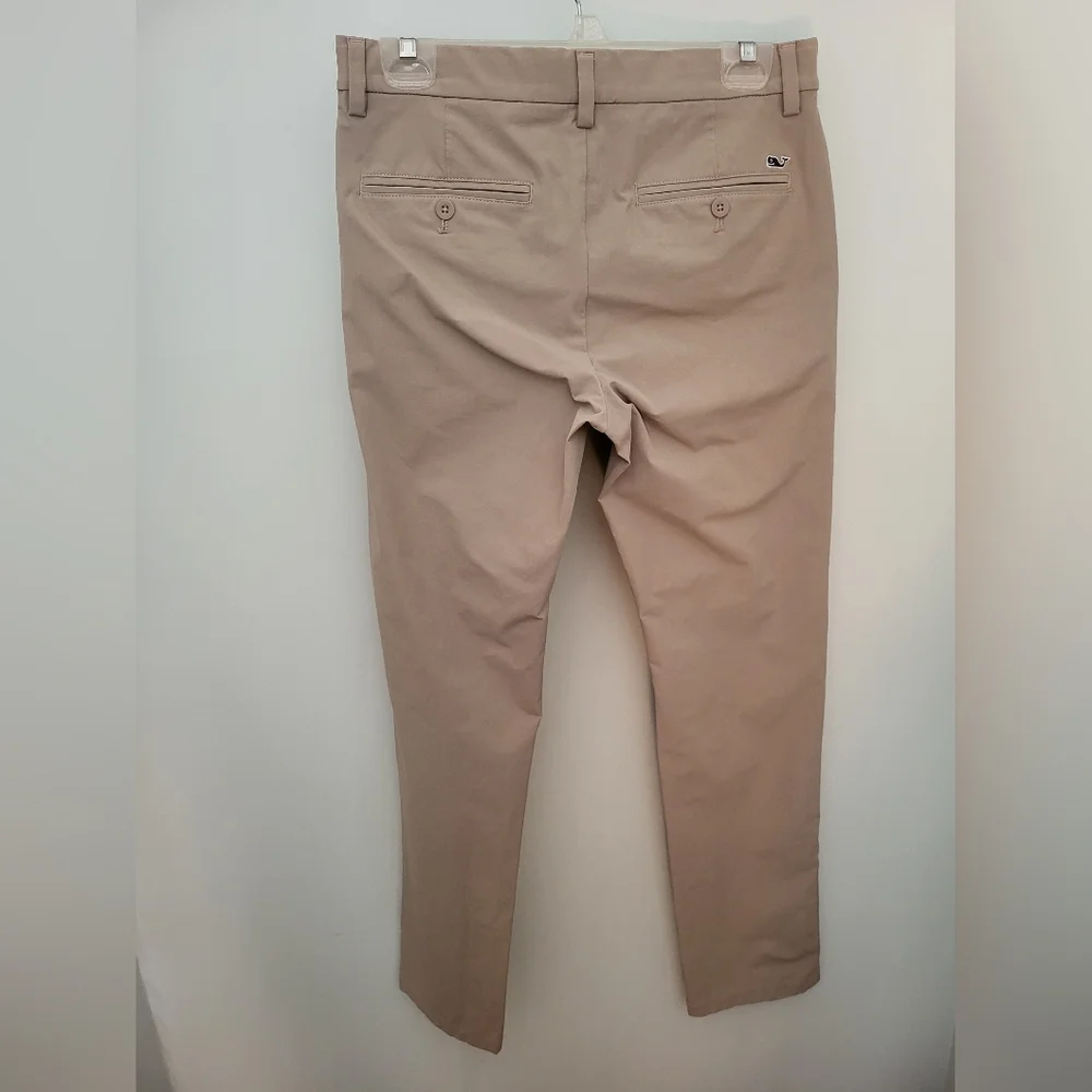 Vineyard Vines Men Performance Pants 30 X 32 Flat Straight‎ Leg Stretch Beige